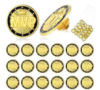 Landical Gold MVP Pins Bulk Award for Champion Lapel Sports Pins for Most Valuable Player with Butterfly Clasp Backing and Clear Gift Box, 1.18 inch, Zinc, zinc alloy