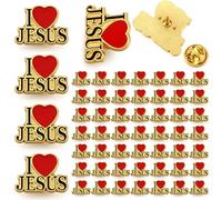 Landical I Love Jesus Religious Lapel Pin Bulk Jesus Christian Enamel Bible Verses Pins Badges Metal Badge Brooch Set for Appreciation Religious Gifts, about 0.75 x 1 inch, Metal, metal