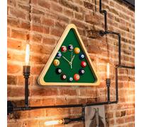 Landical Large Billiard Pool Ball Clock 14 Inch Triangle Pool Table Wall Clock with Solid Wood Frame Snooker Game for Billiards, Pool, Game Room