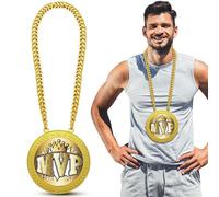 Landical MVP Chain Medal 5.8 Inch Most Valuable Player Champ Chains Award Gift Award Plaque MVP Award Winner Tournament Prize Trophy Pendant Necklace for Player Baseball Basketball Football Softball