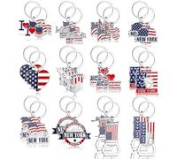 Landical New York Souvenirs Gifts NYC Metal Keychain Star USA Flag Statue of Liberty Key Ring I Love New York Souvenirs, Vivid Colors, as picture shown
