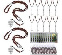 Landical Rosary Beads Catholic for Women Men Rosary Cross with Pardon Crucifix Necklace with St Benedict Prayer Card and Bags for Regalos Cristianos Rosarios Catolicos Para Hombre, wood and metal, No