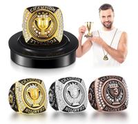 Landical Set Champion Mvp Trophy Rings 1st 2nd 3rd Rings Sport Victor Award Gift with Neck Chain and Display Stand Box for Championship Sports Tournament or Champion Winner, metal, plastic, metal