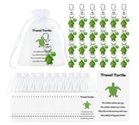 Landical Travel Turtle Keychain Bulk Good Luck Small Sea Turtle Keychain Positive Inspirational Charm Gifts with Organza Bag, Green, 0.9 x 0.55 x 0.3 inches