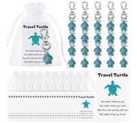 Landical Travel Turtle Keychain Bulk Good Luck Small Sea Turtle Keychain Positive Inspirational Charm Gifts with Organza Bag, Blue, 0.9 x 0.55 x 0.3 inches