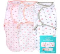 LANDICI 3 Pack Baby Swaddle Blanket 0-3 Months, 100% Breathable Organic Cotton Swaddles for Newborn, Ergonomic Baby Swaddle Wrap, Easy Changes Sleepsack Swaddle, Baby Essentials （Pink Zoo）