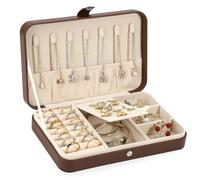 LANDICI Jewellery Box Small Jewellery Organiser for Women Girls, PU Leather Travel Jewellery Storage Case, Portable Jewellery Holder for Ring Earrings Necklace Bracelet,Jewellery Gift Box,coffee