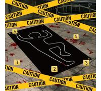 Landifor 18pcs Halloween Crime Scene Decor Murder Party Decoration - Crim Scene Body Silhouette Caution Tape Evidence Marker Bloody Sticker for Kid Adult Detective Clue Game Halloween Party