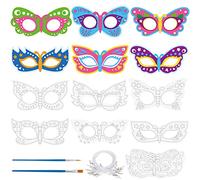 Landifor 24pcs Butterfly Masks Butterfly Colour-In Mask Kids DIY Paper Mask for Children Boys Girls Birthday Carnival Spring Party