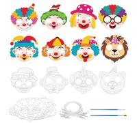 Landifor 24pcs Clown Masks for Kids Circus Themd Party Colour-In Mask DIY Graffiti Blank Painting Carnival Joker Mask for Son Daughter Toddler Circus Carnival Games Themed Party Cosplay Role Play