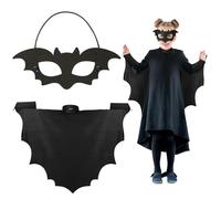 Landifor 2pcs Bat Costume for Kids Black Vampire Fancy Dress Outfit Bat Cape with Eyemask for 3-8 Years Toddler Halloween Vampire Themed Party Costume Cosplay Pretend Play