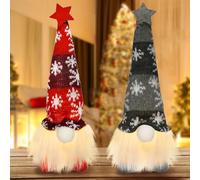 Landifor 2pcs Light Up Christmas Gnome Dolls LED Xmas Gonk Toy Tomte Dwarf Elf Ornaments Gray Red Swedish Faceless Doll Xmas Indoor Desktop Mantel Decor