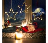 Landifor 3pcs 30cm Christmas Star Window Lights 150LEDs Star Shaped Light Large Warm White Fairy Light with 8 Lighting Modes for Xmas Winter Wonderland Indoor Outdoor Decor(Without Battery)
