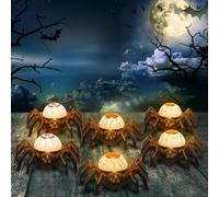 Landifor 6 Pack LED Spider Eyeball Candles - Flameless Battery Operated Halloween Lamp Candle Lanterns for Haunted House Gravestone Indoor Decor