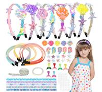 Landifor 8pcs Girly Headband Making Kit Make Your Own Unique Mermaid Headbands DIY Hair Accessories Creative Sets for Girls Daughter Granddaughter Age 4+ Art Craft Under The Sea Themed Party Gifts