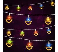Landifor 9.8ft Diwali Light String Indian Themed Festival of Light Fairy Lights 20LEDs Colourful Dīpāvali Hanging Light Diwali Flame Shaped Lamps for Deepavali Indian Themed Diwali Puja Decor