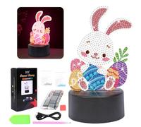 Landifor Bunny Diamond Painting Night Light Kit DIY Rabbit 5D Diamond Painting Lamp Art Diamond Night Lamp Kids Bedroom Decor Holiday Birthday Easter Gifts for Boys Girls