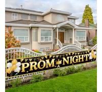 Landifor Large Prom Night Banner 9.8 * 1.6Ft Black Gold Class of 2024 Party Banner Prom Night Banner Congrate Grad 2024 Decoration for High School College Graduation Celebration Ceremony Party Decor
