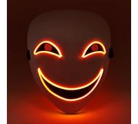 Landifor LED Halloween Mask Scary Light Up Face Mask with 3 Lighting Modes Halloween Creepy Smile Mask Demon Cosplay Mask Full Face LED Mask Halloween Gifts for Kid Adult Men Women