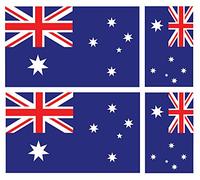 Landing Designs Australian Flag Car Van Vinyl Stickers, 4 Pack, 100mm x 60mm and 60mm x 36mm