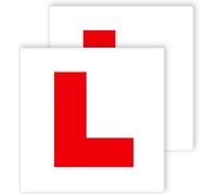 Landing Designs Learner Driver L Plate Stickers, Red, 180mm x 180mm, Legal Car Decal for Window or Bumper, Pack of 2