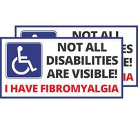 Landing Designs Not All Disabilities Are Visible I Have Fibromyalgia Self Adhesive Vinyl Sticker, 150mm x 75mm, Pack of 2
