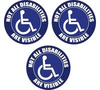 Landing Designs Pack of 3 Not All Disabilities Are Visible 100mm Self Adhesive Vinyl Stickers Health and Safety Warning Sign