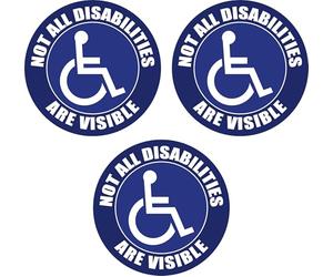Landing Designs Pack of 3 Not All Disabilities Are Visible 100mm Self Adhesive Vinyl Stickers Health and Safety Warning Sign