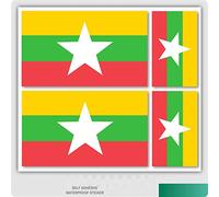 Landing Designs Pack of Four Myanmar/Burmese Flags Vinyl Car Van iPad Laptop Sticker