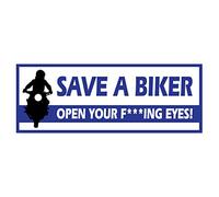 Landing Designs Save a Biker Think Biker Decal Sticker, 200mm x 75mm | Wall, Car, Van, Laptop, Bike