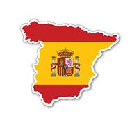 Landing Designs Spain Map Silhouette Flag Vinyl Sticker, Car Van iPad Laptop Decal, 97mm x 85mm