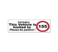 Landing Designs This Vehicle is Limited to 155mph- Joke, Funny vinyl, car, van stickers 150mm by 45mm