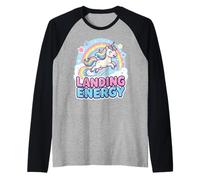 Landing Energy Unicorn Rainbow Pastel Design Raglan Baseball Tee