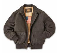 Landing Leathers Men Air Force A-2 Leather Flight Bomber Jacket Distressed Brown Large