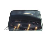 Landing Makeup Bag for Women Cosmetic Bags Leather Travel Makeup Case Organizer Waterproof Make up Pouch Open Flat Toiletry Bag Portable Storage Pouch for Travelling, Silver, One Size