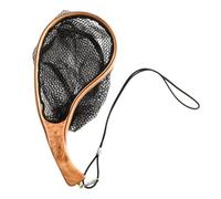 Landing Net for Fly Fishing with Wooden Frame, Hidden Cable, Hexagonal Mesh to Avoid Hooking Fish, Comfortable Ergonomic Handle for Stream Fishing