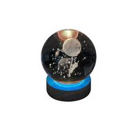 (Landing On The Moon) 3d Glowing Crystal Ball Night Light Ornament,creative Coloful Night Scene Lamp With Base,for Home Decor Gift