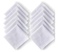 Landisun Men's Handkerchiefs Soft White Pure Cotton Hanky, White, 16inch