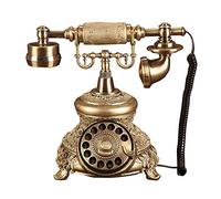 Landline Phone For Home European Antique Telephone Rotary Dial Telephones Retro Landline Desk Telephone,Corded Phone For Home And Decor,Brown Retro Telephones,Metallic25.5X21X25.5Cm