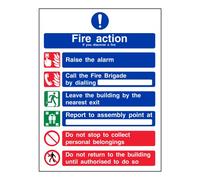 Landlord Direct Supplies General Fire Action 6 Message Sign - Portrait - 150mm x 200mm (Rigid 2mm (SA backing))
