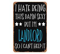 Landlord So I Can T Help It Sign Wall Decor Art Poster Vintage Metal Tin Sign for Funny Man Cave Garage Office Bathroom Bedroom Dorm Room Sign Wall Decoration Gift 8x12 In