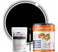 Landlords Sample Colour Tester Pot 25ml with Brush - Multi-Surface Paint For Interior Walls, Outdoor Garden & Exterior Walls, High Durability Multi-Feature Black