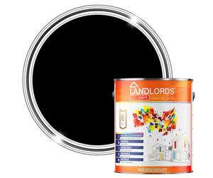 Landlords Satin Wall & Wood Paint - Black - 1 Litre | Satin Finish for Interior & Exterior Walls, Wood Doors, Trim & Furniture | Resistant to Cracking, Peeling & Fading - Easy to Apply