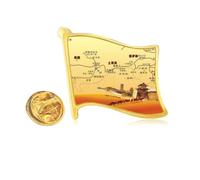 Landmark Camel Desert Journey Silk Road Map Golden Metal Flag Lapel Pin Badge