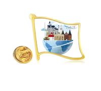 Landmark Journey Germany Plane Golden Metal Flag Lapel Pin Badge