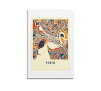 Landmark Poster Perth Color - Block Map Poster Modern Wall Art Canvas Aesthetic Decoration Painting 20x30inch(50x75cm) Unframe-style