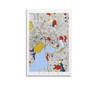 Landmark Poster Perth Colorful - Block Map Poster Modern Wall Art Canvas Aesthetic Decoration Painting 24x36inch(60x90cm) Unframe-style