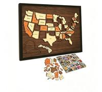 Landmarks Cork Travel Map Reusable Interactive Geography Learning Toy Portable Wooden Puzzle for Couples And Families Gift