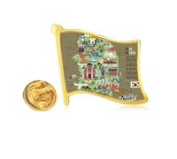 landmarks in South Korea Golden Metal Flag Lapel Pin Badge