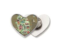 landmarks in South Korea Heart Metal Pin Brooch Clip Love